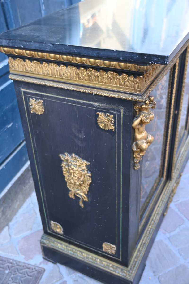 Meuble,vitrine de style Louis XIV  , marqueterie Boulle ,Napoléon III-photo-7