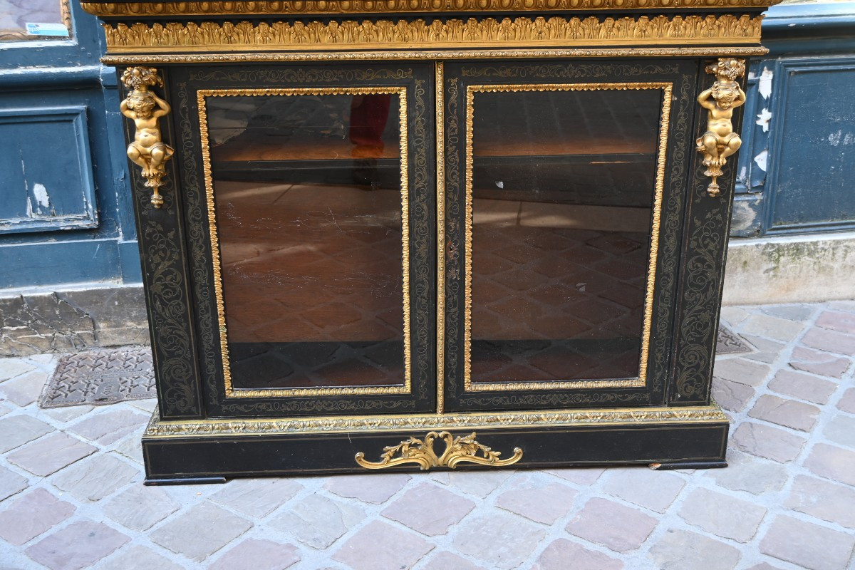 Meuble,vitrine de style Louis XIV  , marqueterie Boulle ,Napoléon III-photo-8