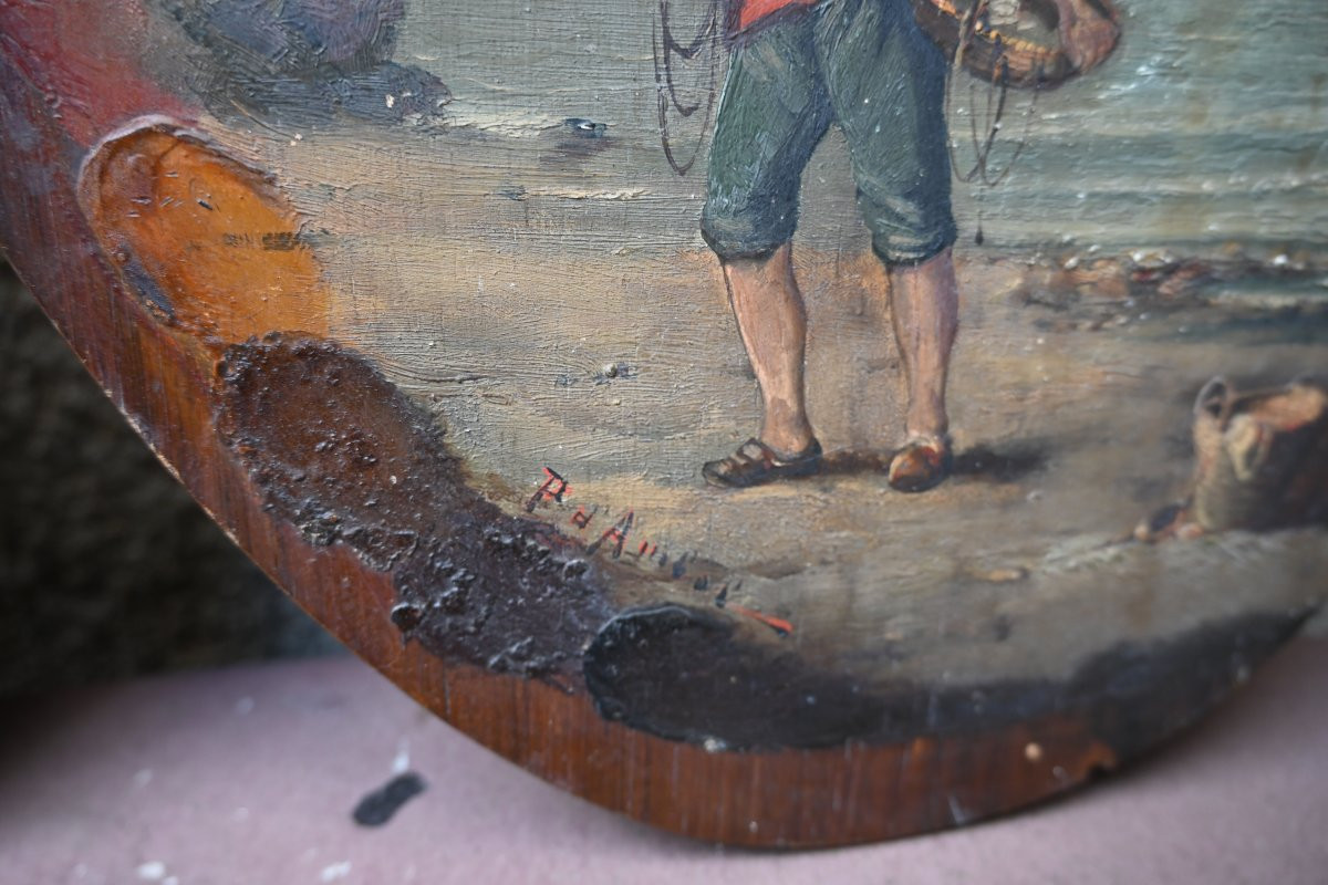 Paire de palettes de peintre , couple de pêcheurs-photo-4