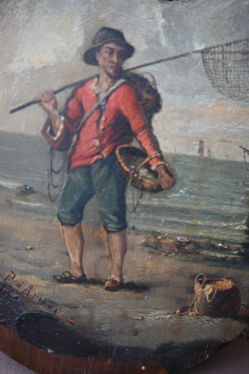 Paire de palettes de peintre , couple de pêcheurs-photo-2