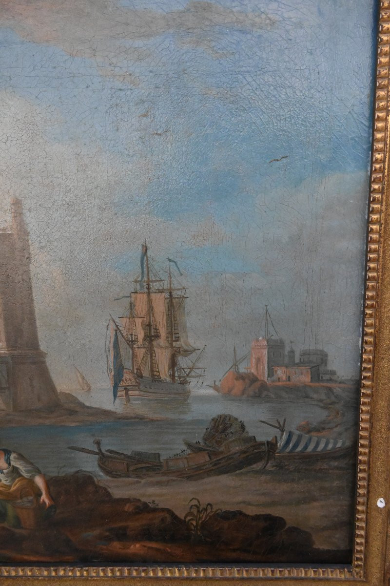Jean Baptiste Lallemand Follower Of , Mediterranean Port Scene-photo-3