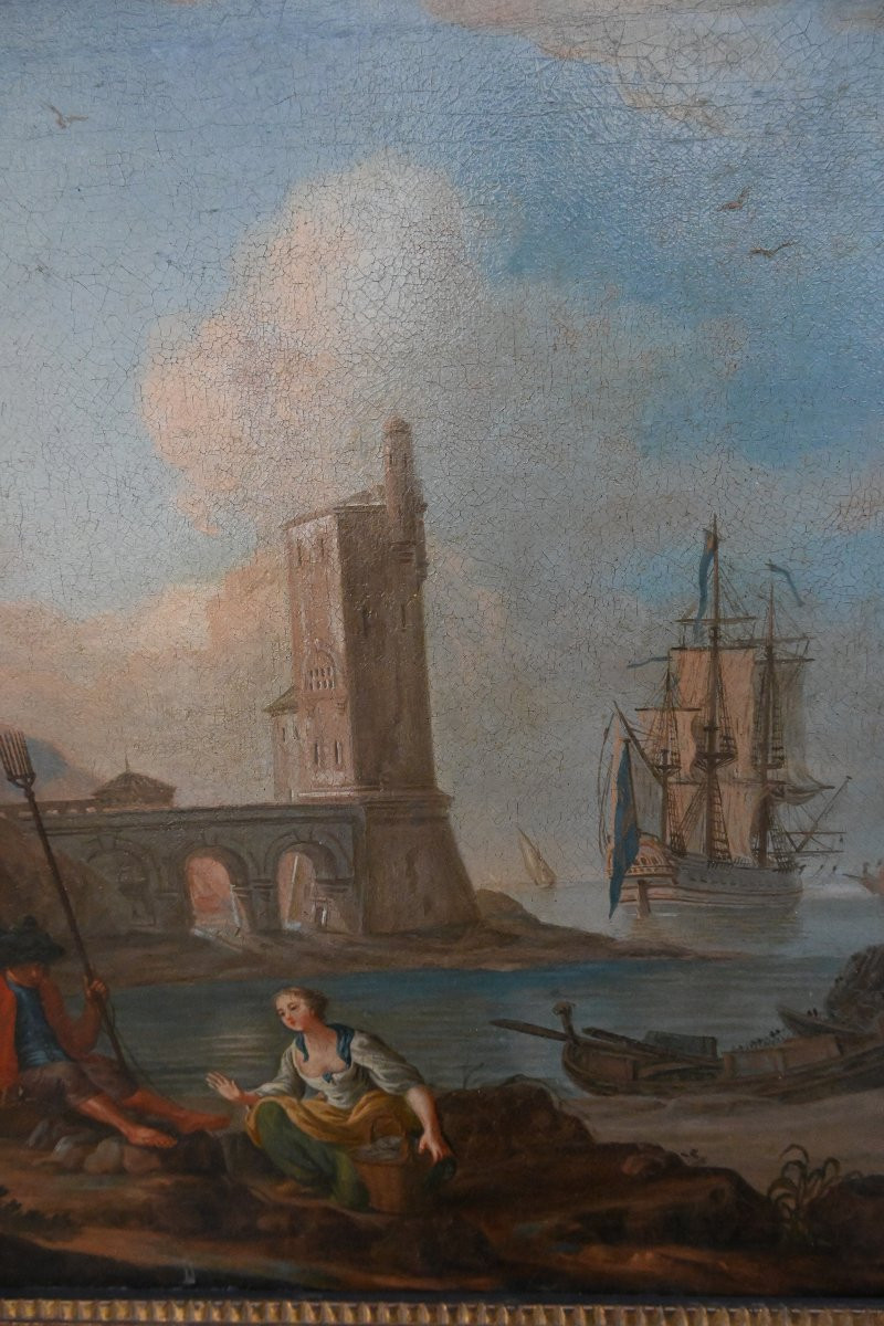 Jean Baptiste Lallemand Follower Of , Mediterranean Port Scene-photo-4