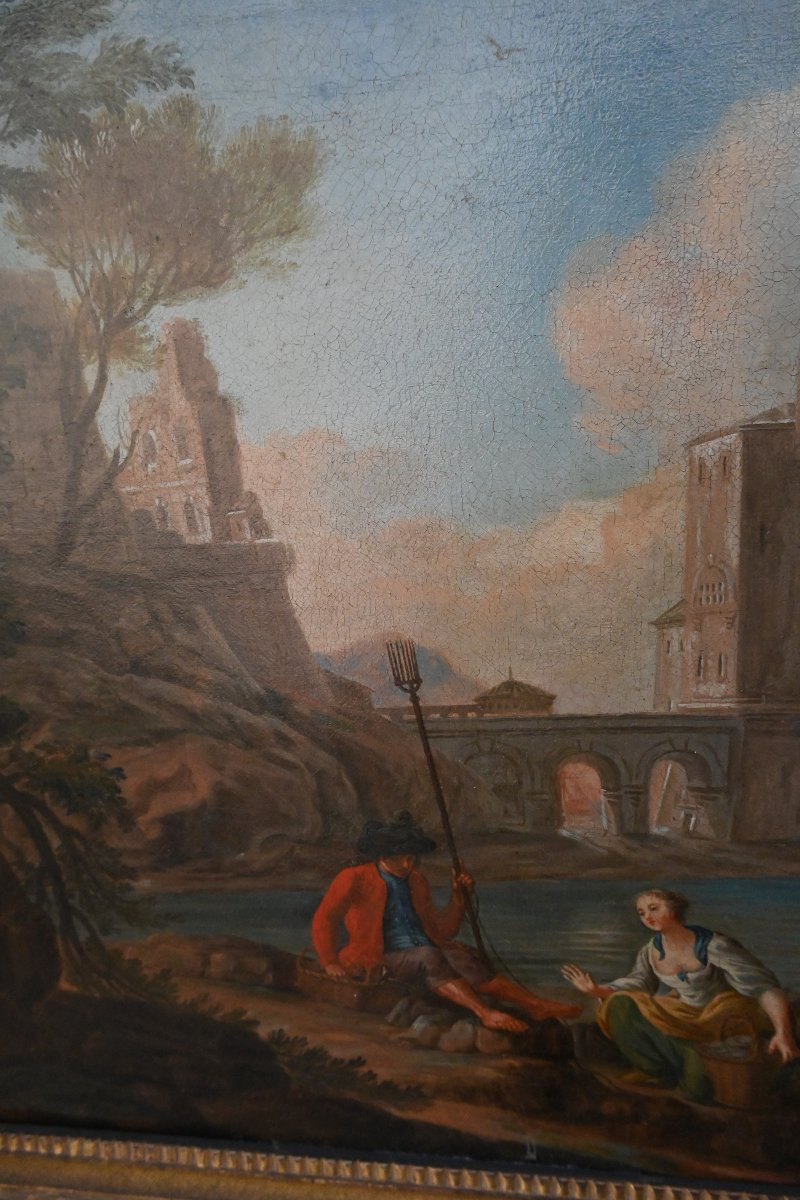 Jean Baptiste Lallemand Follower Of , Mediterranean Port Scene-photo-1