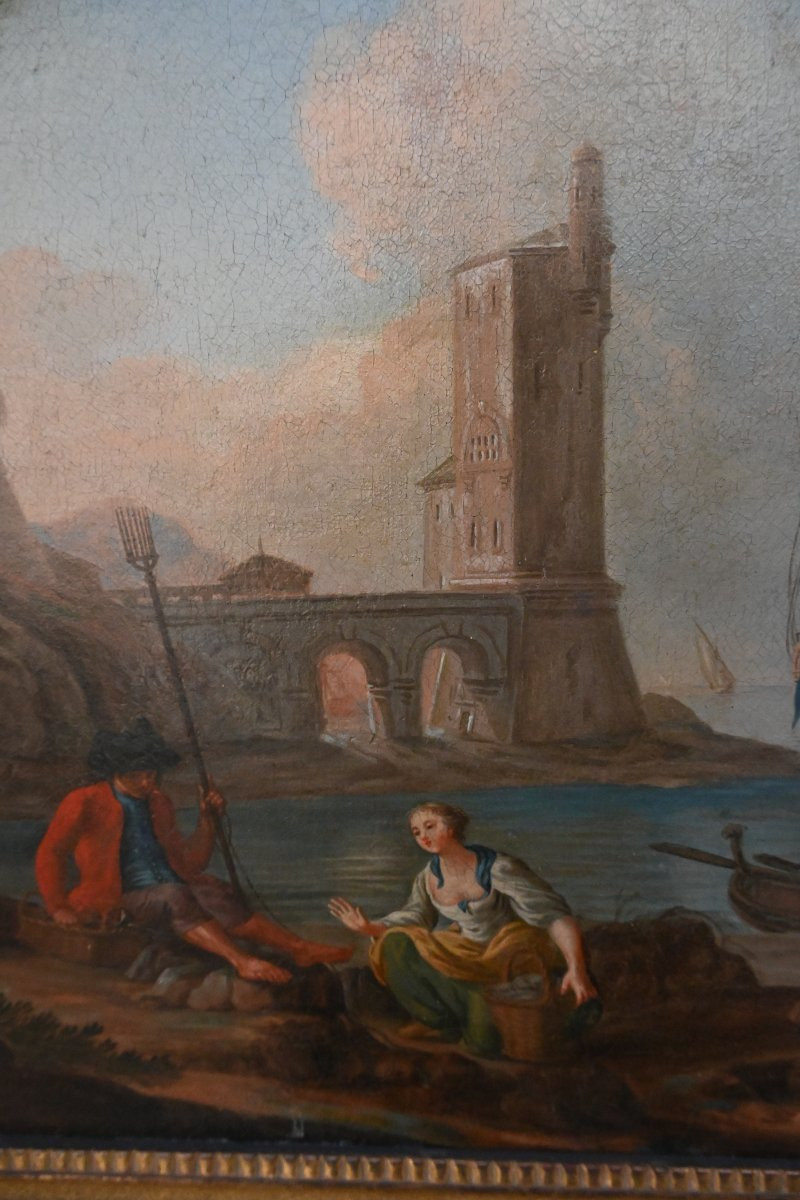 Jean Baptiste Lallemand Follower Of , Mediterranean Port Scene-photo-5