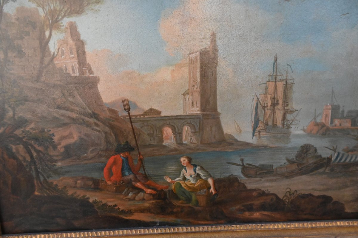 Jean Baptiste Lallemand Follower Of , Mediterranean Port Scene-photo-6