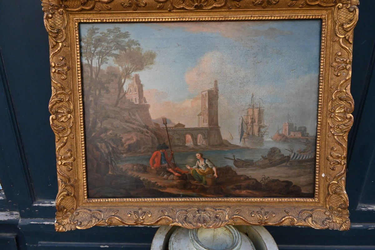 Jean Baptiste Lallemand Follower Of , Mediterranean Port Scene