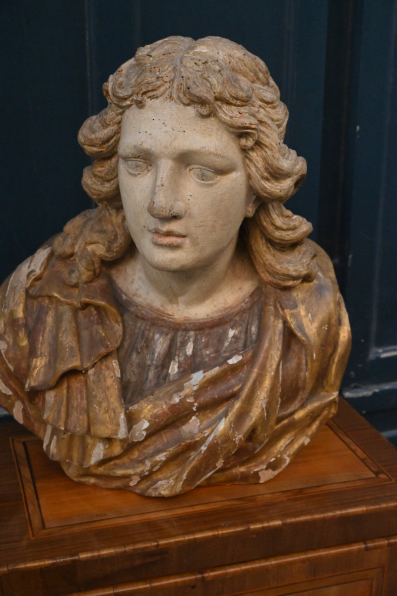Louis XIV Period Antique Carved Wooden Bust