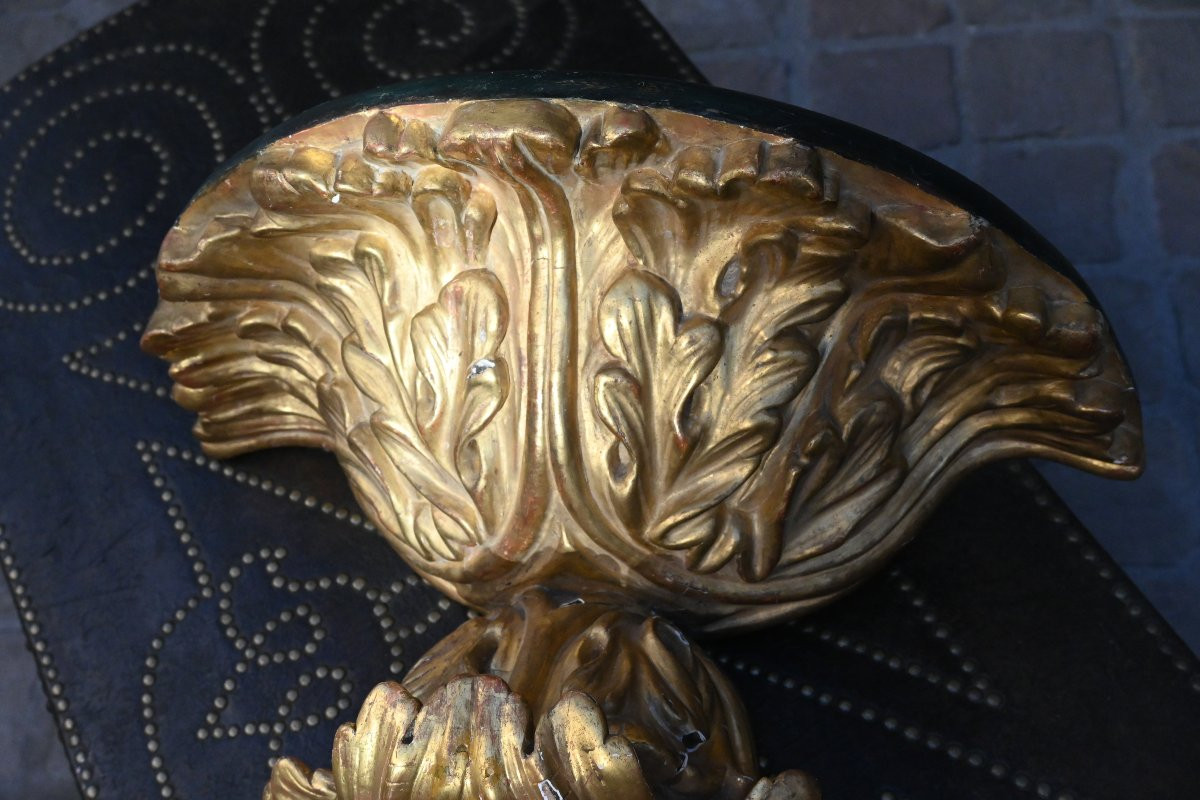 Large console d applique  en bois sculpté et doré Italie-photo-2