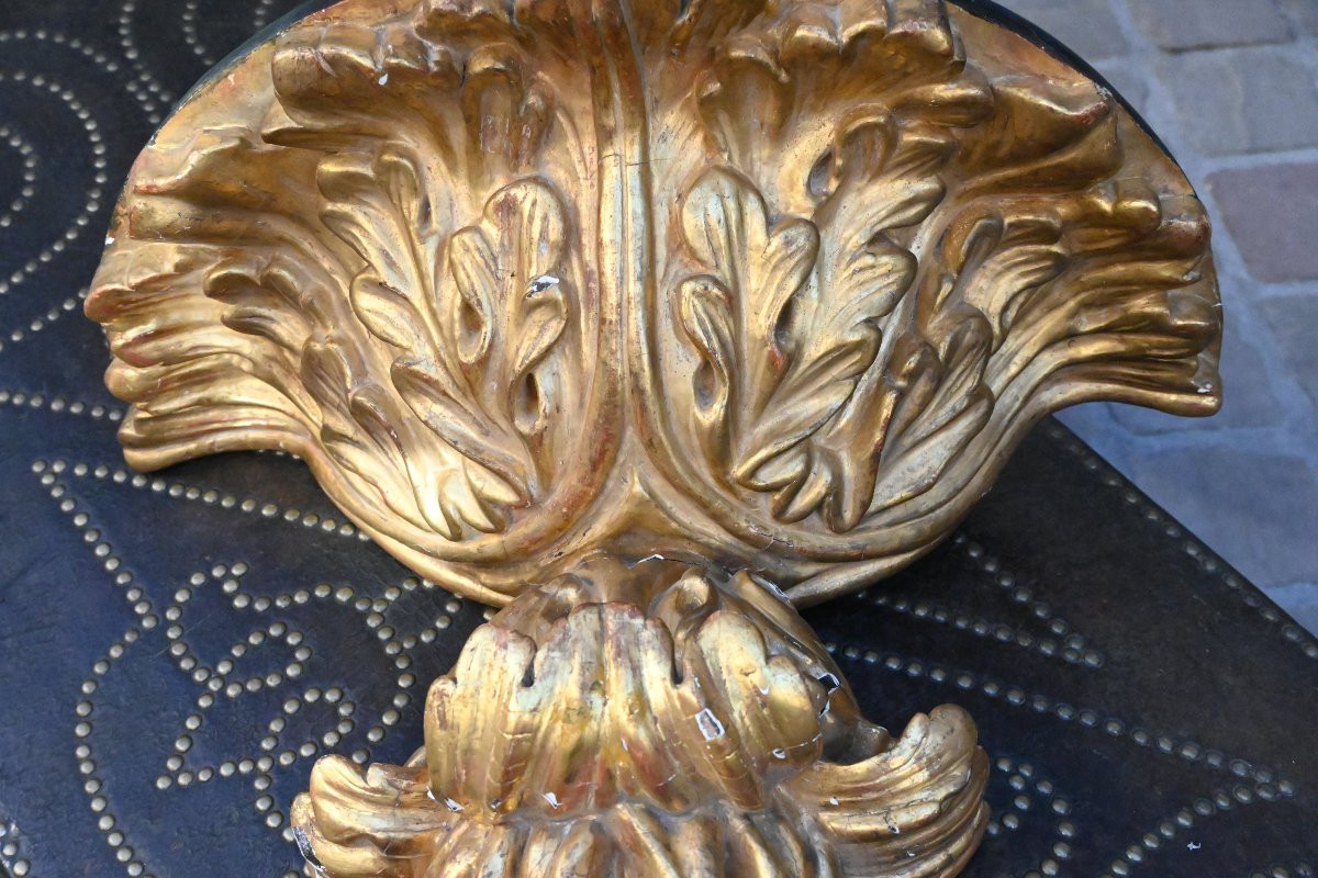 Large console d applique  en bois sculpté et doré Italie-photo-2