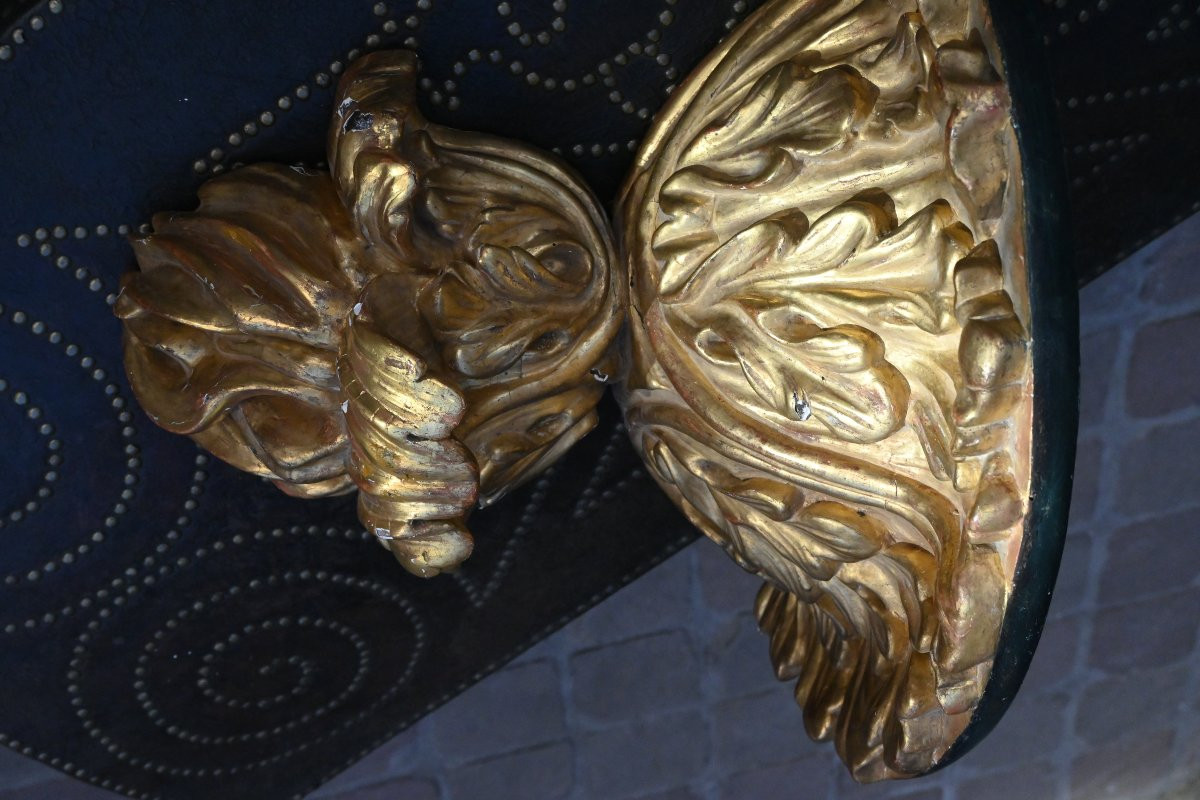 Large console d applique  en bois sculpté et doré Italie-photo-4