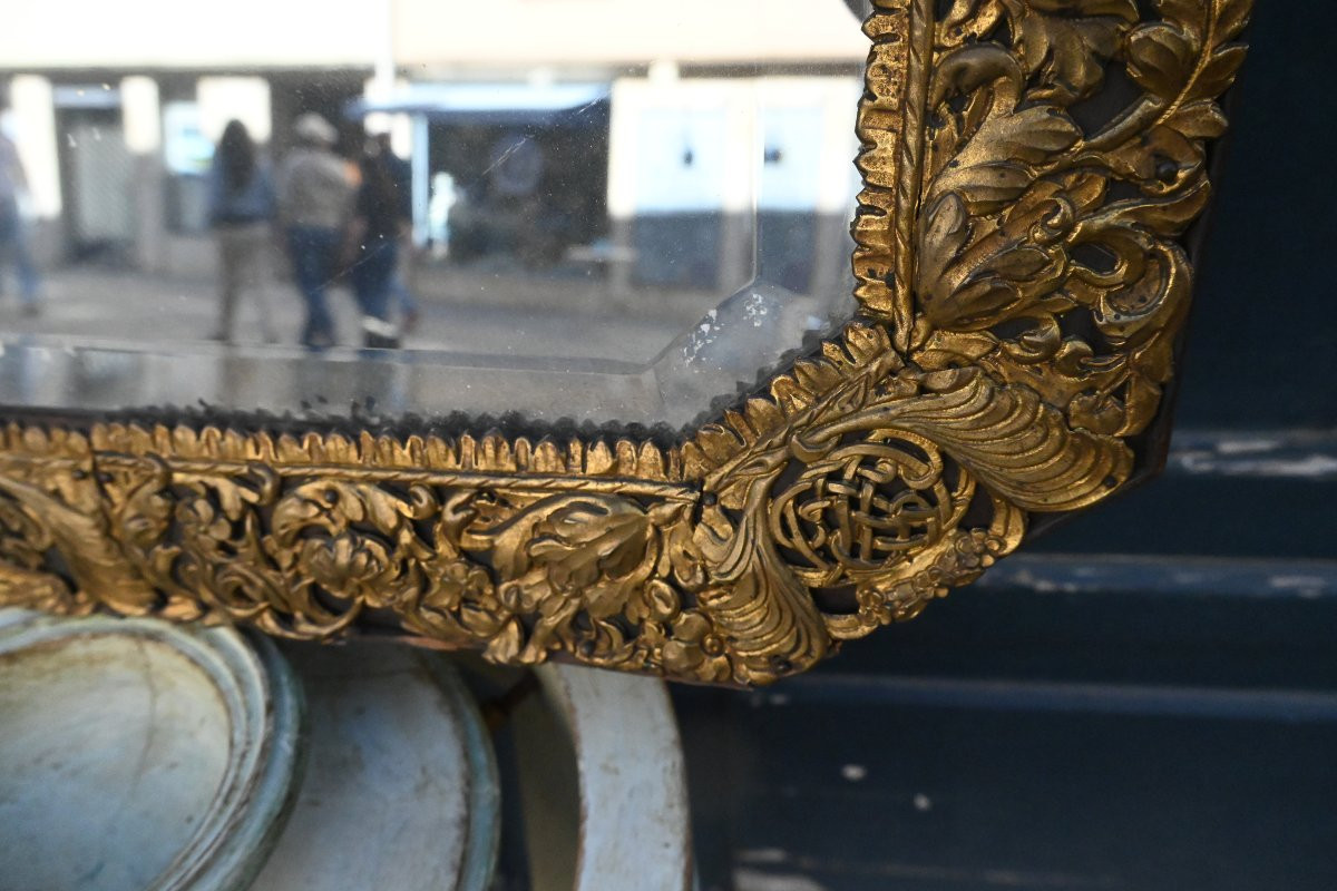 Miroir en laiton repoussé  Louis XIV-photo-2