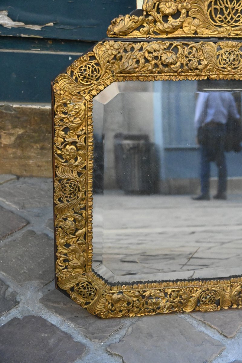 Miroir en laiton repoussé  Louis XIV-photo-5