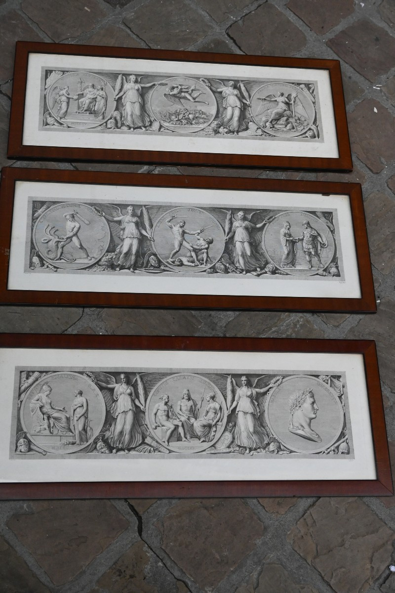 Napoléon Et Ses Victoires d'Après l'Antique , Suite De Trois Gravures XIX