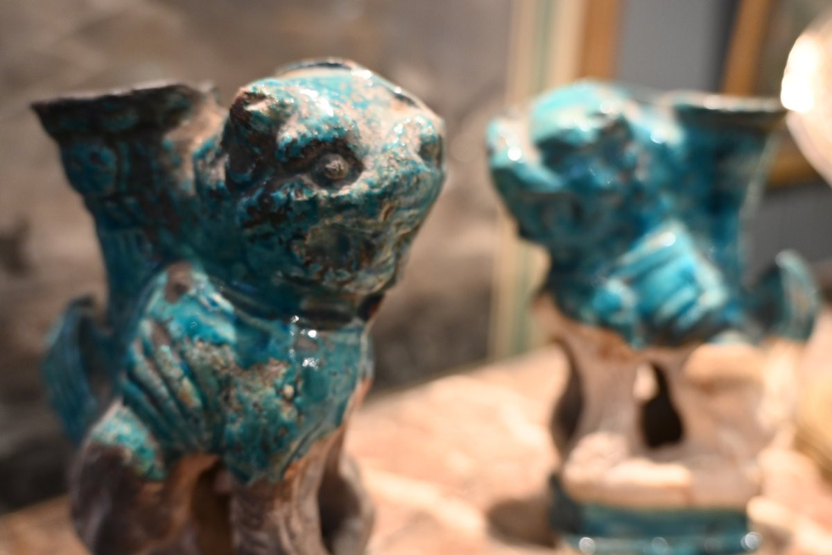 Paire de chiens de Fô   Chine XVIII-photo-7