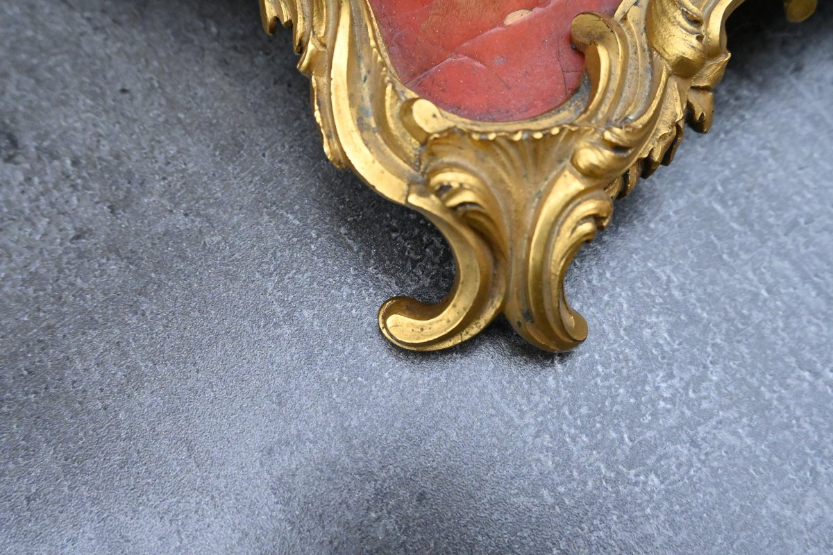 Encrier en laque rouge dans le gout de la Chine monture bronze , Louis XV-photo-4