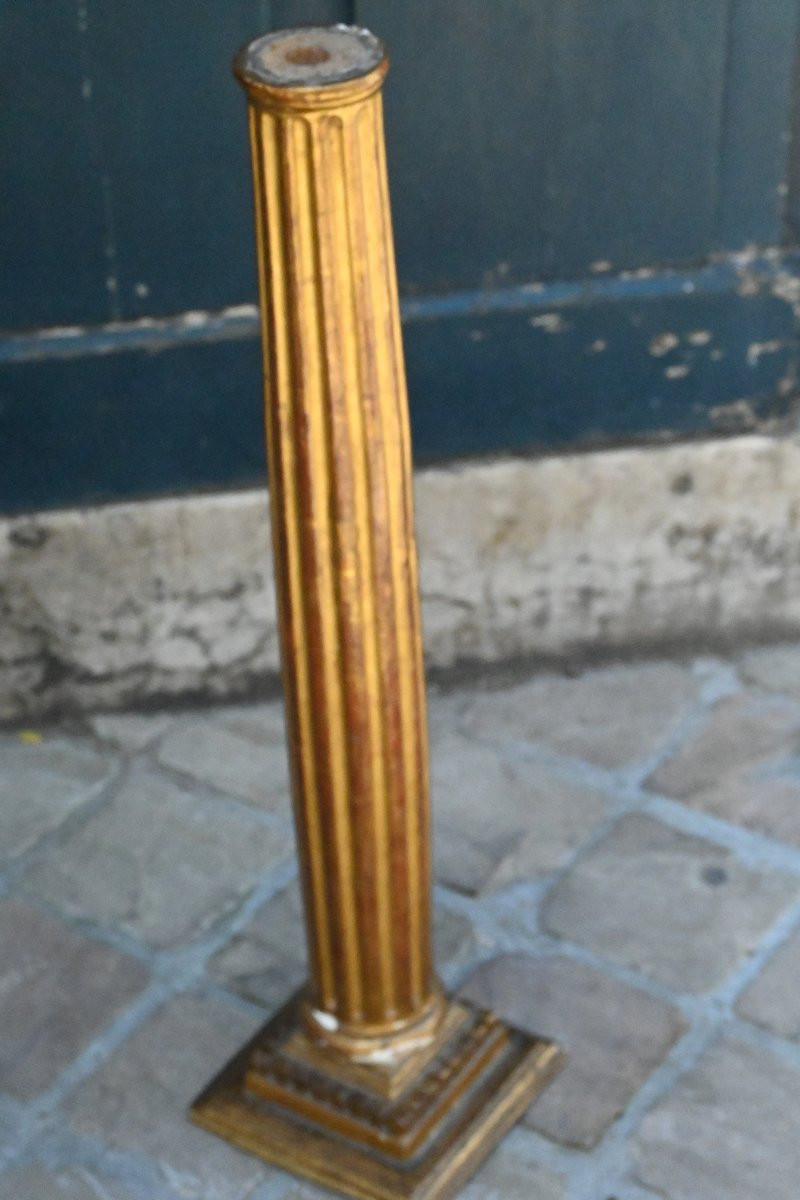Colonne cannelée en bois doré-photo-2