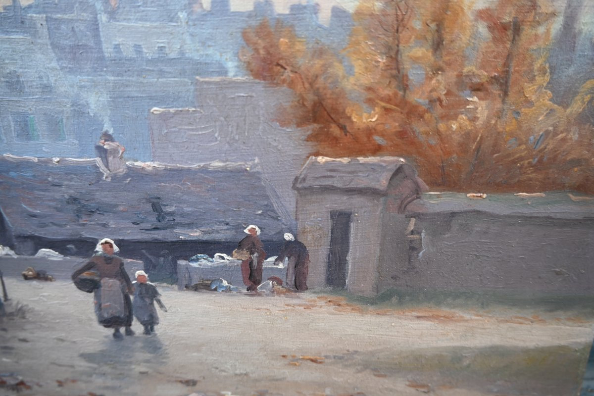 Guigamp Le Lavoir , Oil Painting By Etienne Bouillé-photo-2