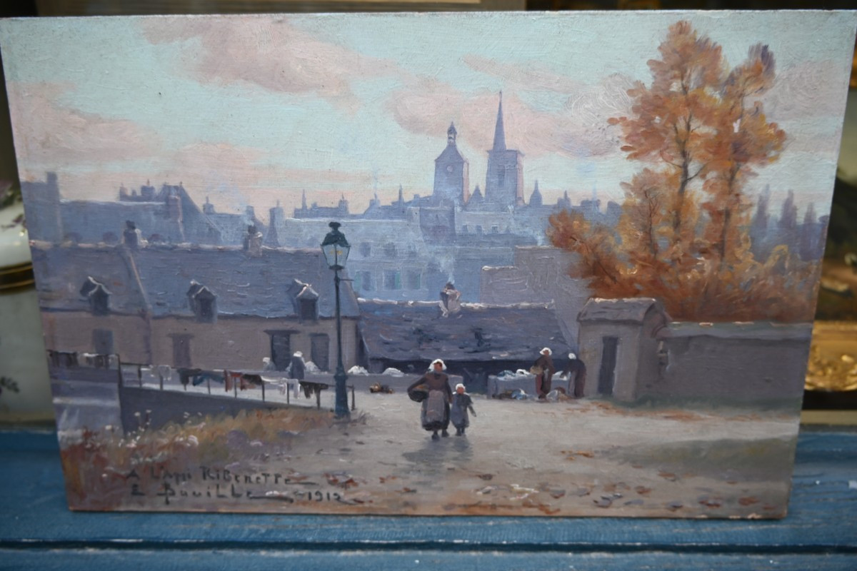 Guigamp Le Lavoir , Oil Painting By Etienne Bouillé