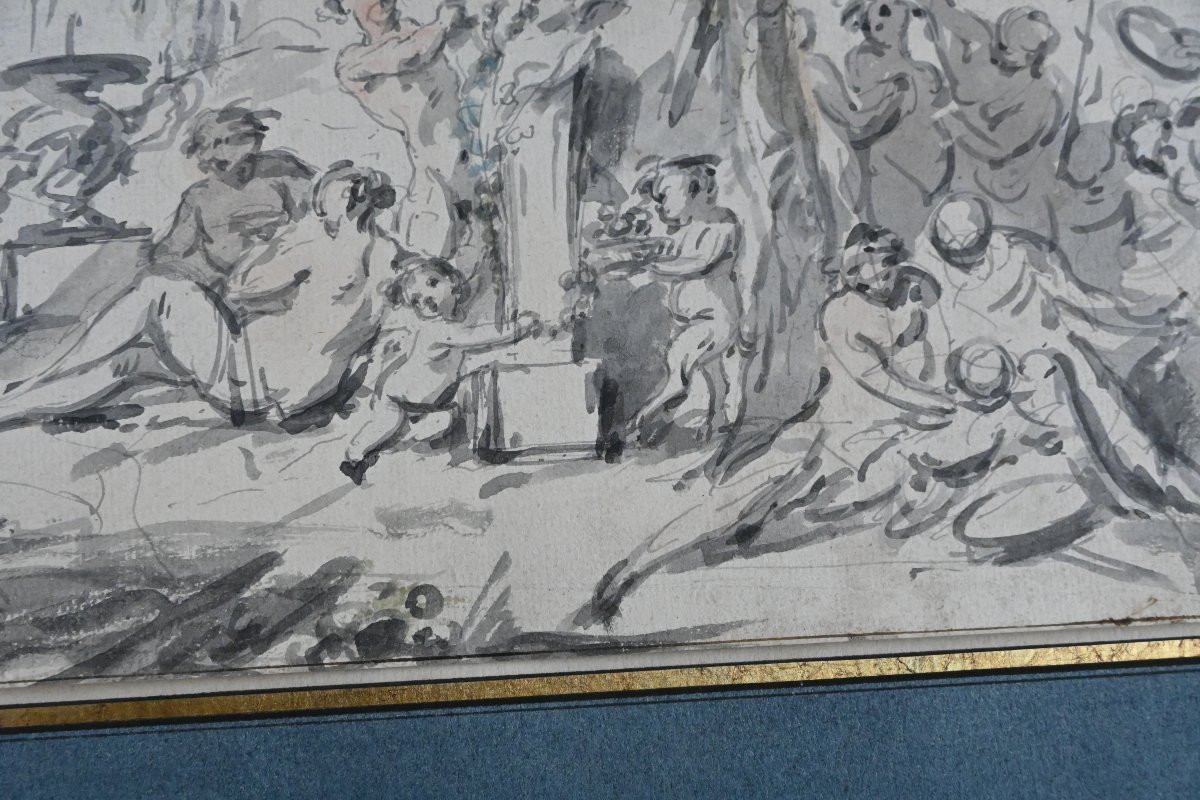 Bacchanale , Wash Drawing XVIII After Jean Baptiste Marie Pierre-photo-2