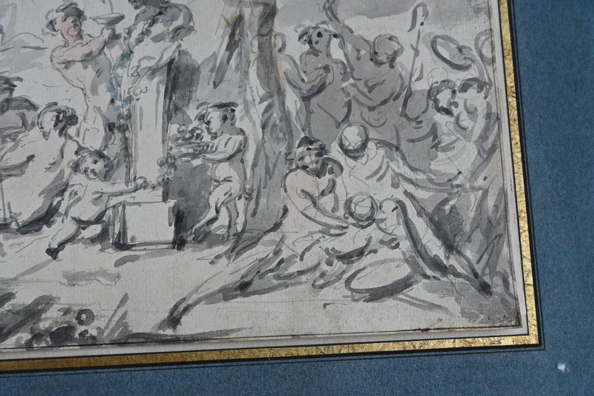 Bacchanale , Wash Drawing XVIII After Jean Baptiste Marie Pierre-photo-3