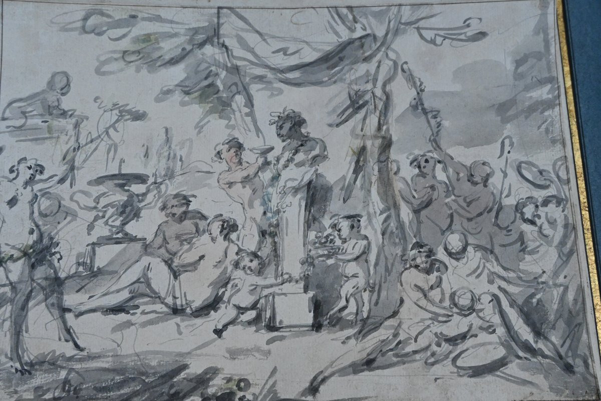 Bacchanale , Wash Drawing XVIII After Jean Baptiste Marie Pierre-photo-3
