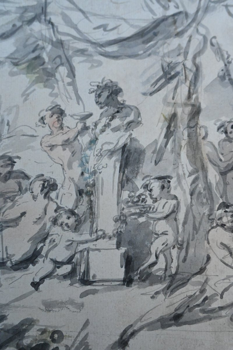 Bacchanale , Wash Drawing XVIII After Jean Baptiste Marie Pierre-photo-5