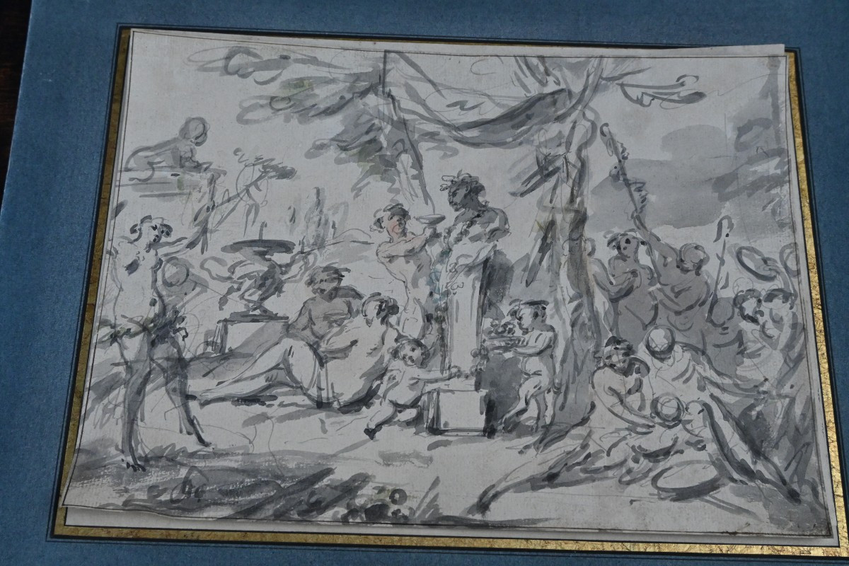 Bacchanale , Wash Drawing XVIII After Jean Baptiste Marie Pierre