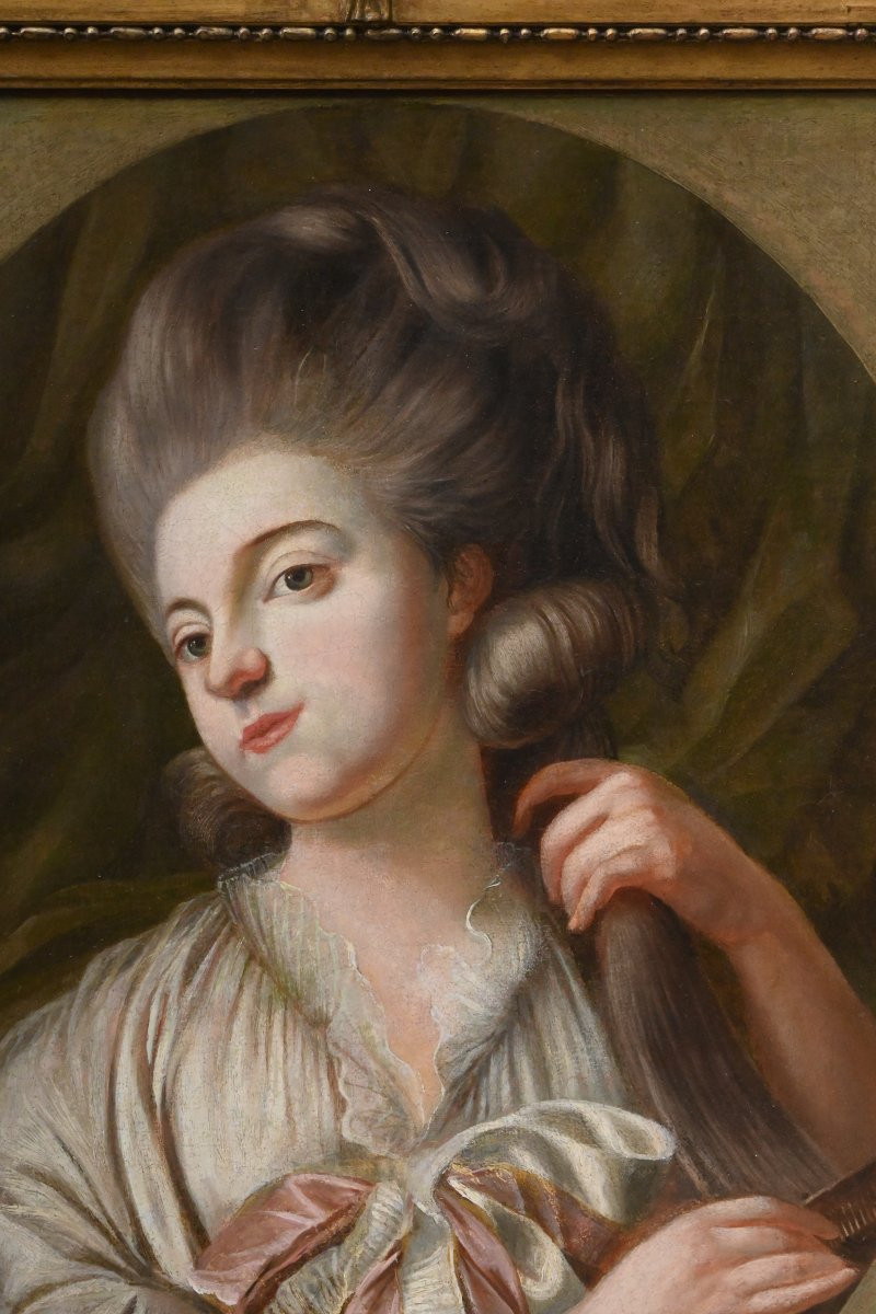 Portrait de jeune femme à sa toilette epoque Louis XVI-photo-4