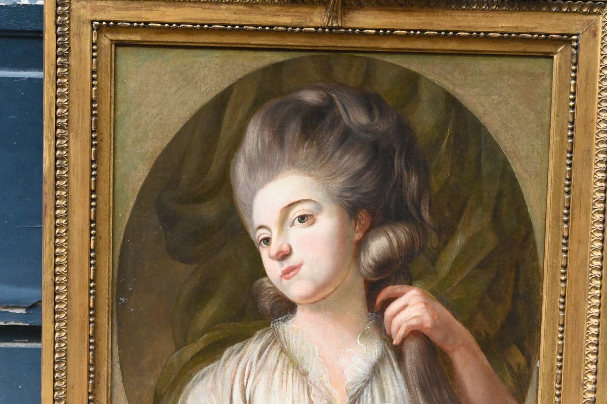 Portrait de jeune femme à sa toilette epoque Louis XVI-photo-2