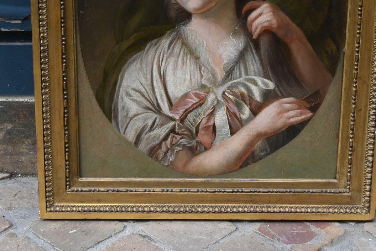 Portrait de jeune femme à sa toilette epoque Louis XVI-photo-4