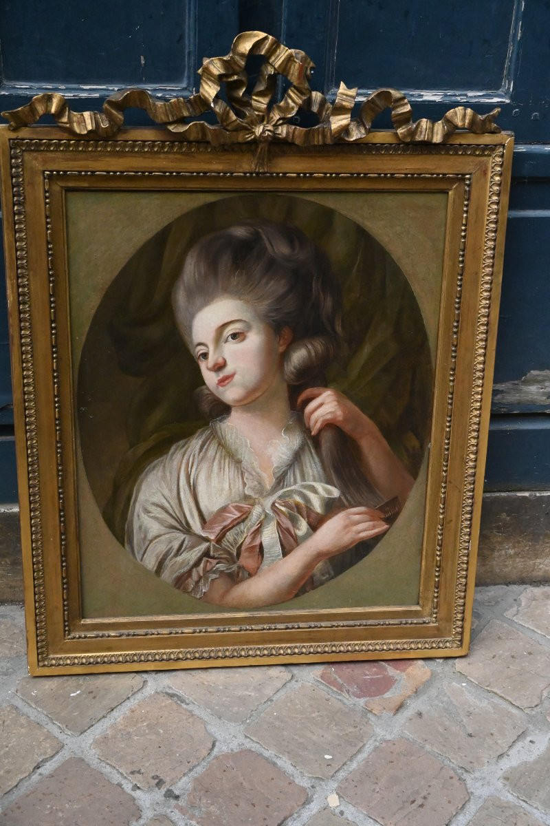 Portrait de jeune femme à sa toilette epoque Louis XVI-photo-6