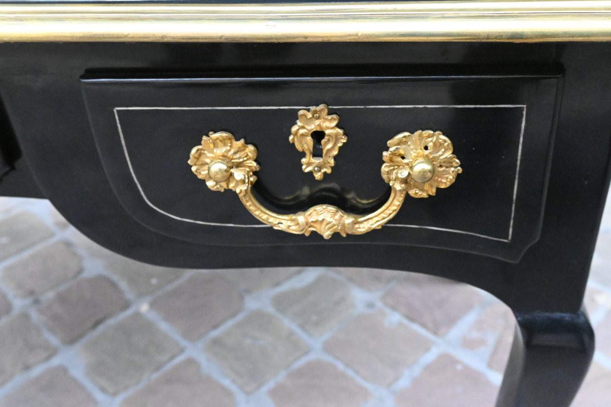Bureau plat en bois noirçi d époque Regence  XVIII-photo-3