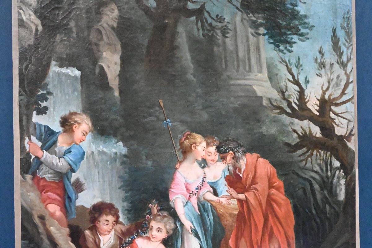 Large XVIII Canvas After Boucher , The Good Adventure-photo-4