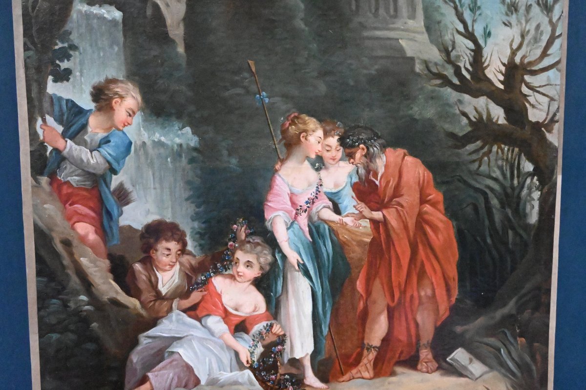 Large XVIII Canvas After Boucher , The Good Adventure-photo-1
