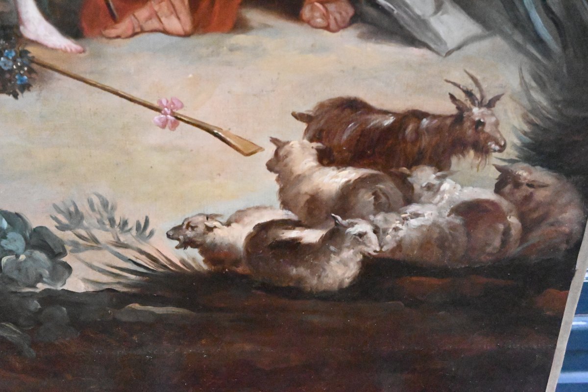 Large XVIII Canvas After Boucher , The Good Adventure-photo-4