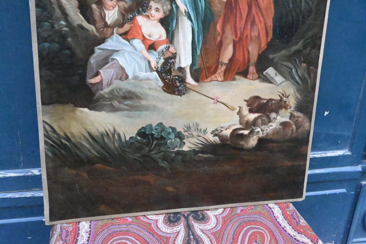 Large XVIII Canvas After Boucher , The Good Adventure-photo-8