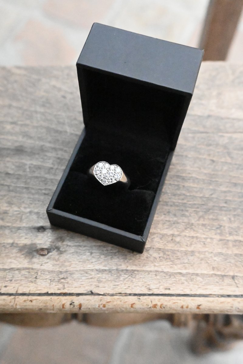 Gold Diamond Heart Ring By Poiray-photo-4