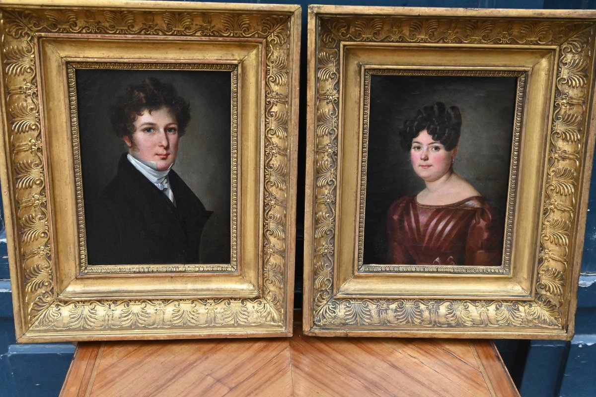 Pair Of Small Portraits XIX Boilly Follower-photo-4