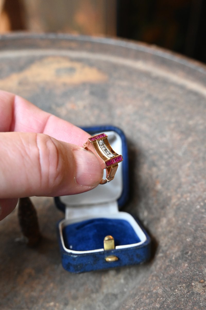 Gold And Diamond Tank Ring-photo-5