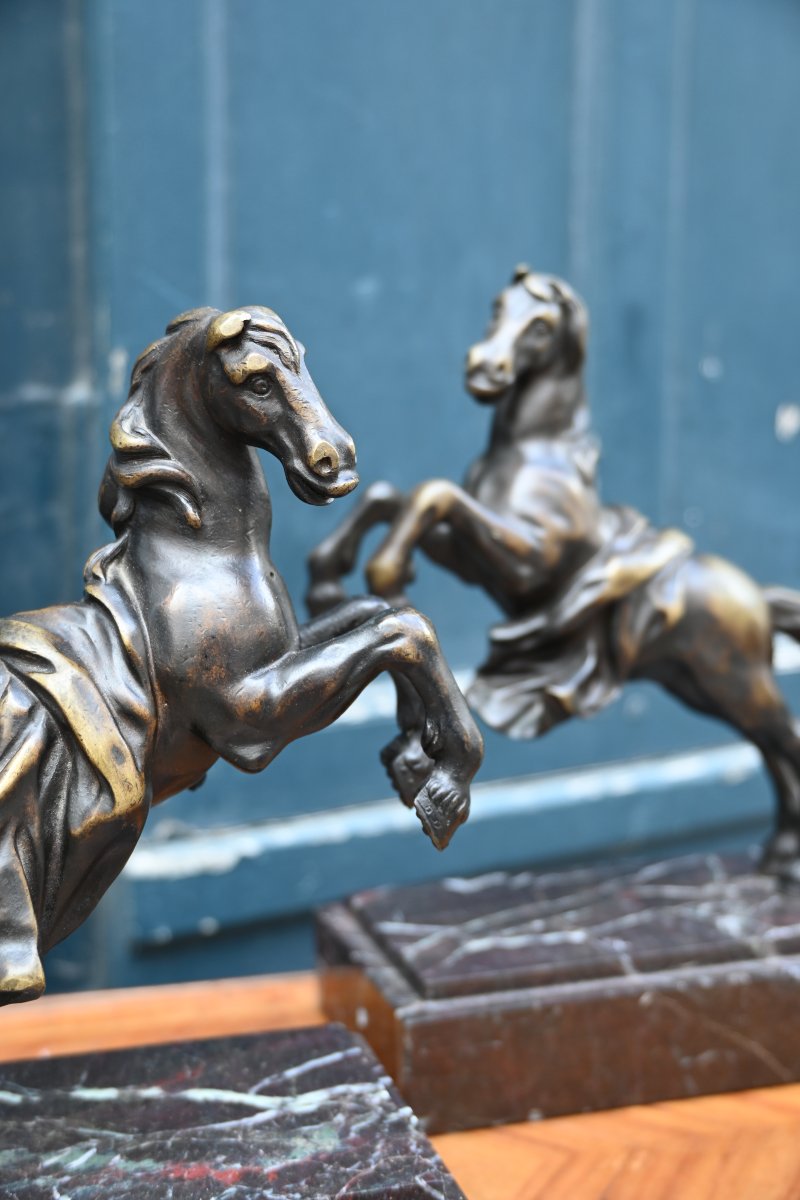 Pair Of Bronze Horses In The Antique Style, 19th Century-photo-5