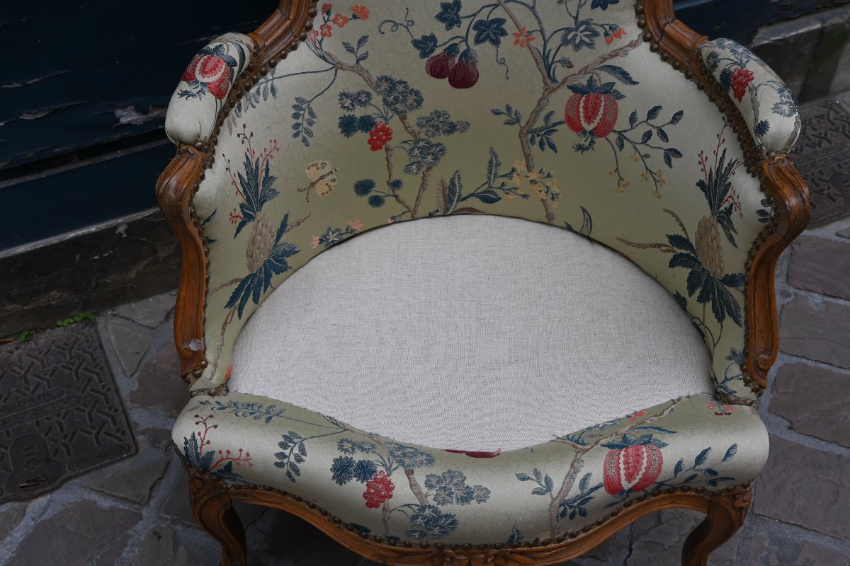 Bergère bois naturel d époque Louis XV -photo-3