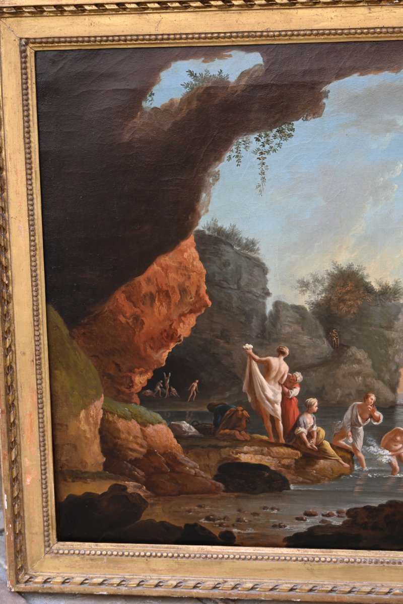 Lacroix de Marseille , baigneuses  sur une côte méditerranéenne , école  XVIII-photo-3