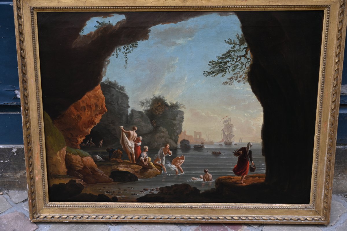 Lacroix de Marseille , baigneuses  sur une côte méditerranéenne , école  XVIII