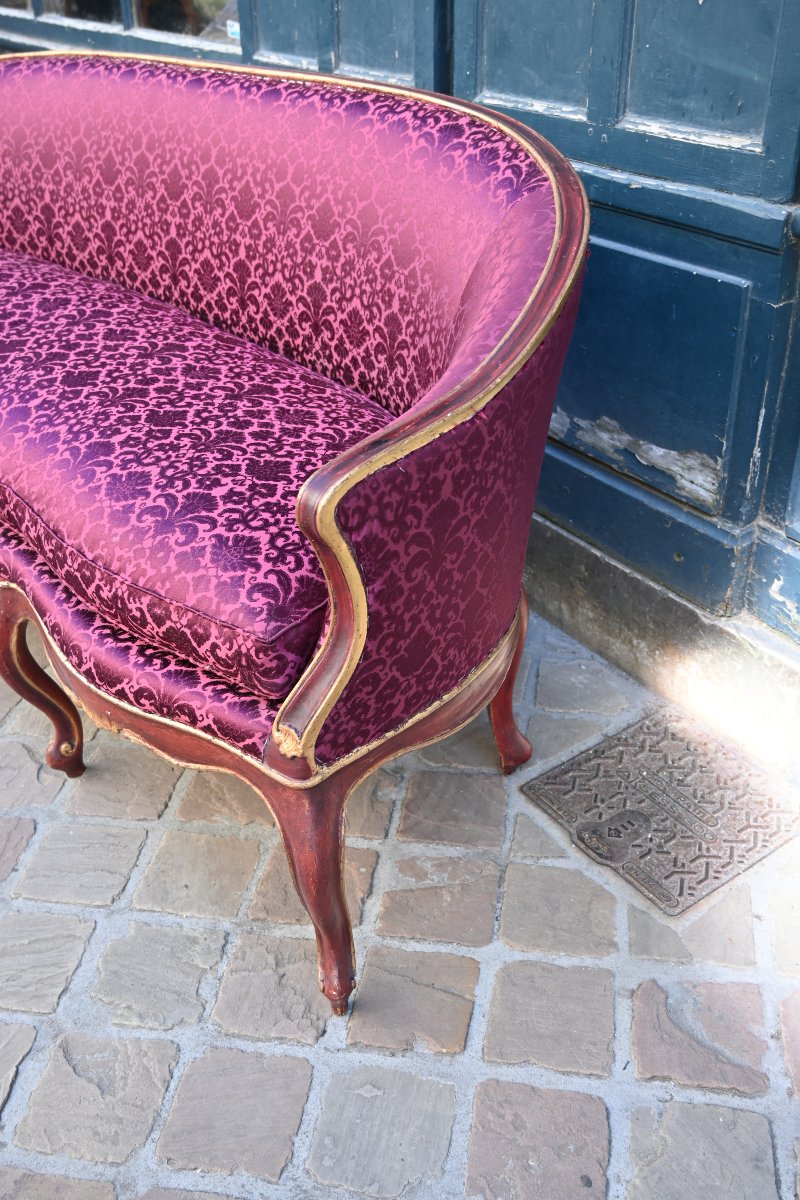 18th Century Italian Sofa In Lacquered Wood-photo-2