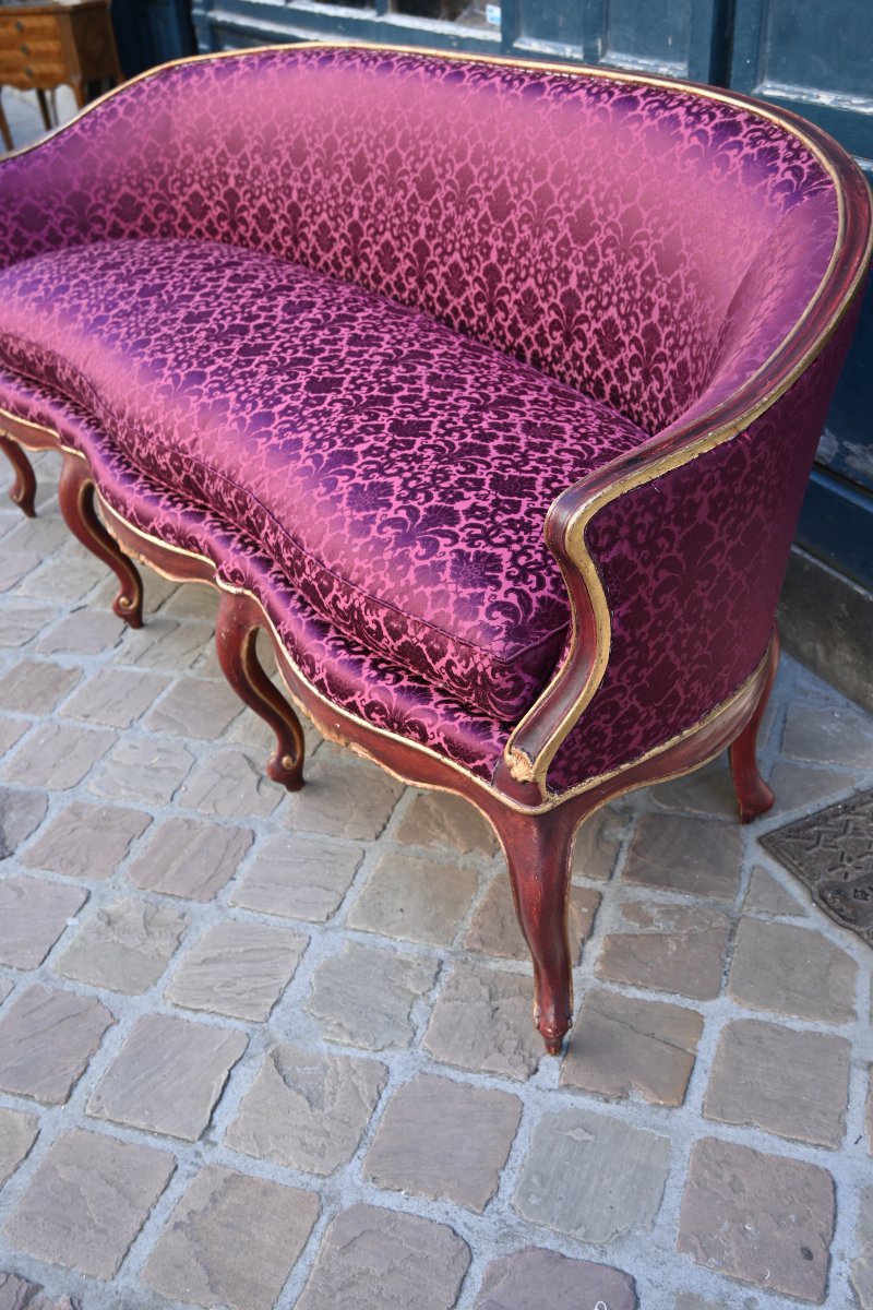 18th Century Italian Sofa In Lacquered Wood-photo-4