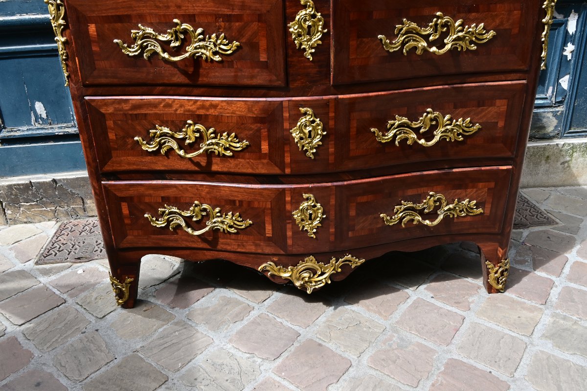 Amaranth Veneered Chest Of Drawers Stamped Angot, Mid-18th Century-photo-2