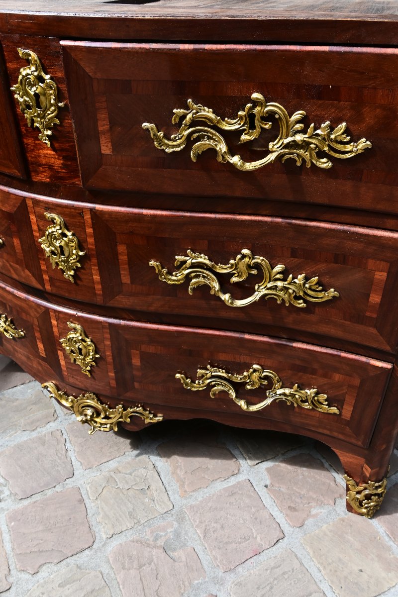 Amaranth Veneered Chest Of Drawers Stamped Angot, Mid-18th Century-photo-3