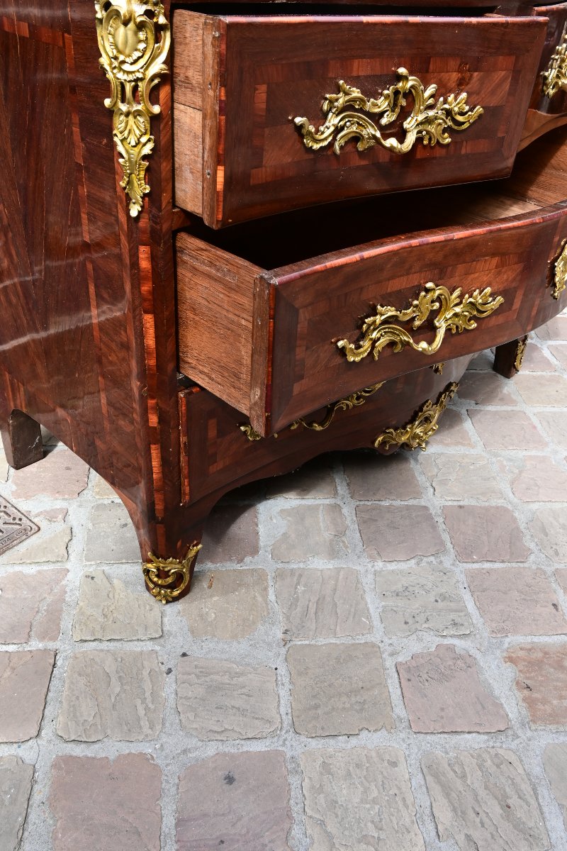 Amaranth Veneered Chest Of Drawers Stamped Angot, Mid-18th Century-photo-2