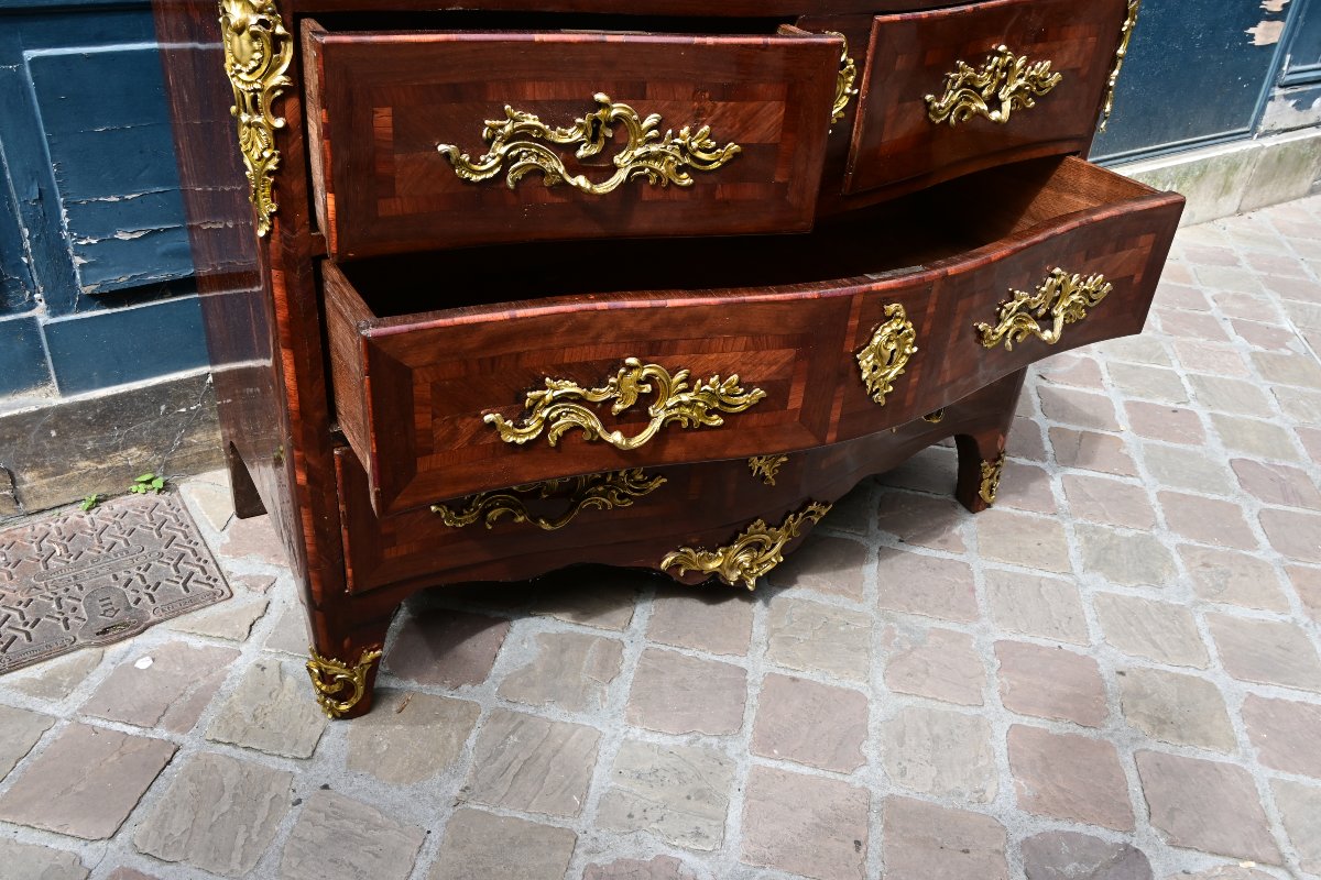 Amaranth Veneered Chest Of Drawers Stamped Angot, Mid-18th Century-photo-3
