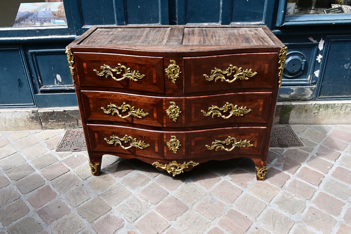 Amaranth Veneered Chest Of Drawers Stamped Angot, Mid-18th Century-photo-4